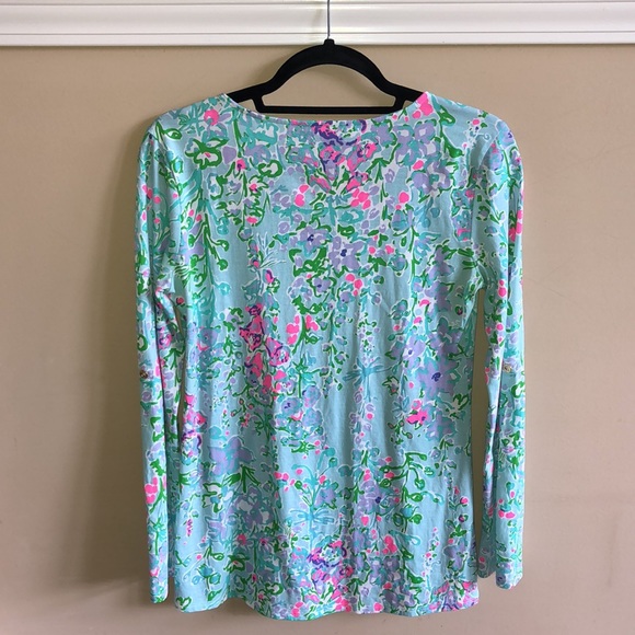 Lilly Pulitzer Southern Charm Poolside Blue Braylen Top! - Picture 6 of 7